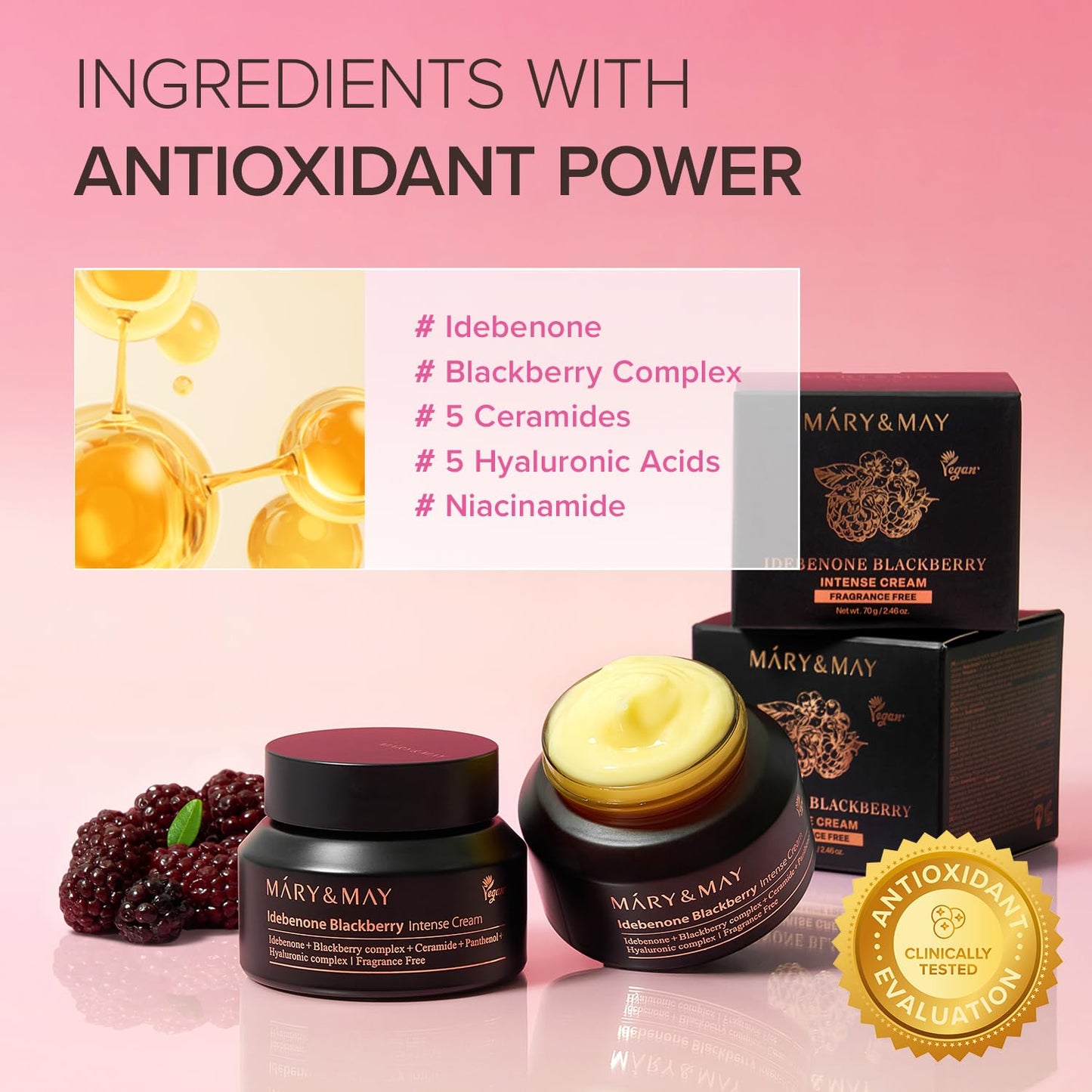 Mary & May - Idebenone Blackberry Intense Fragrance Free Cream (70g)
