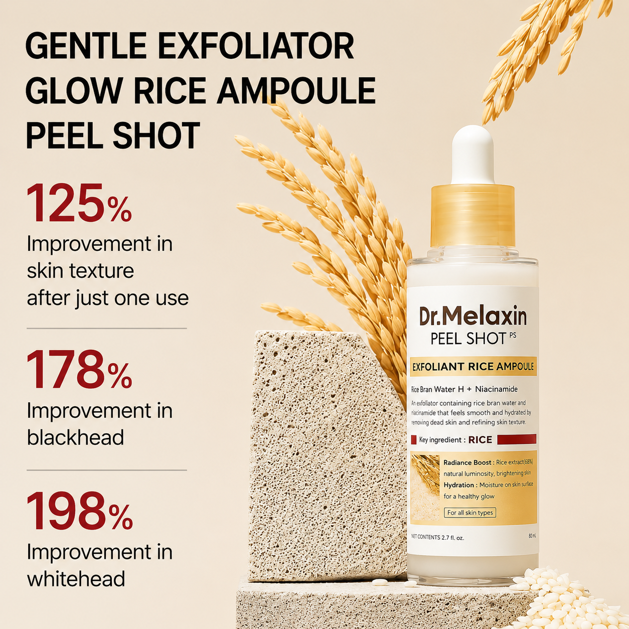 Dr. Melaxin Peel Shot Exfoliating White Rice Ampoule (80ml)