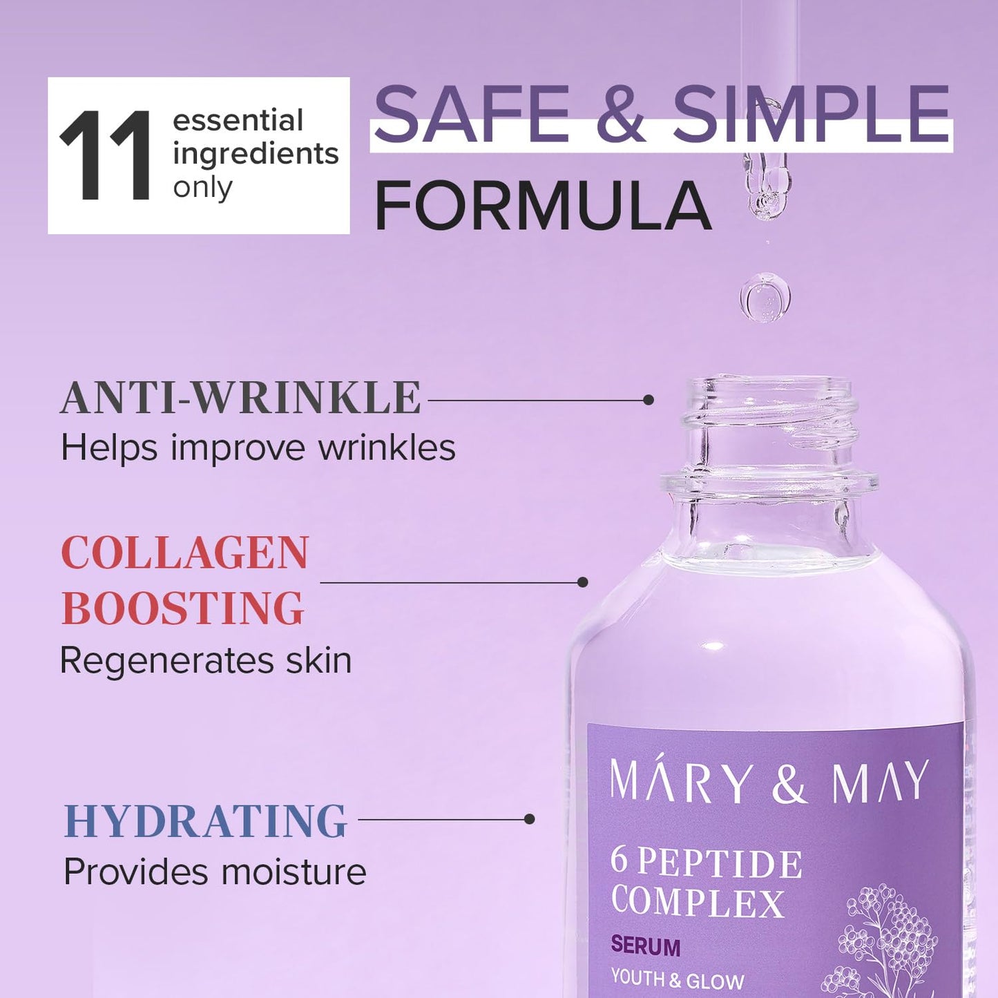 Mary&May - 6 Peptide Complex Serum JUMBO (80ml)