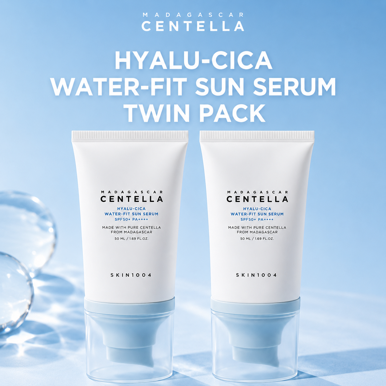 SKIN1004 - Madagascar Centella Hyalu-CICA Water-Fit Sun Serum 2-pack x 50ML