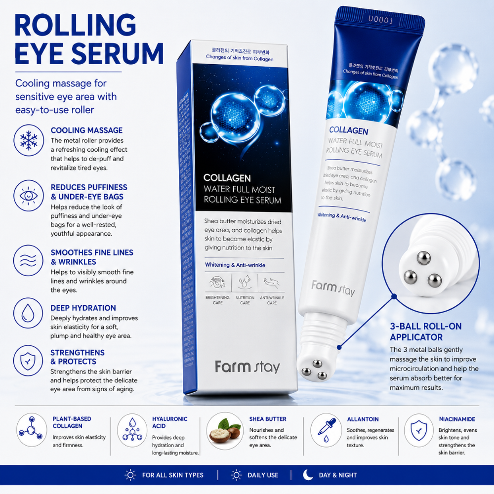 Farmstay Collagen Water Full Moist Rolling Eye Serum (25ml)