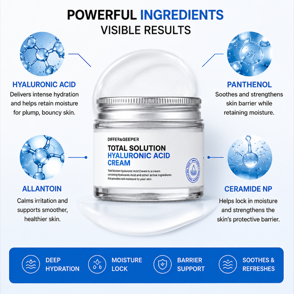 DIFFER&DEEPER Total Solution Hyaluronic Acid Cream (70g)