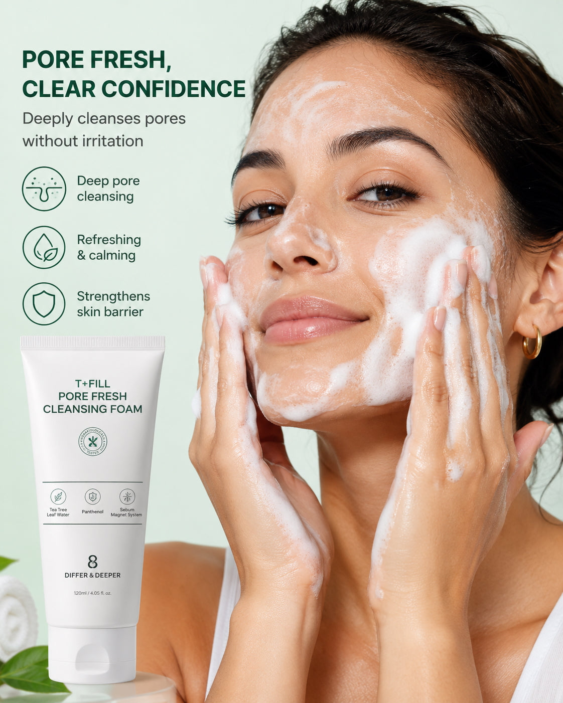 DIFFER & DEEPER T+Fill Pore Fresh Cleansing Foam (120m)