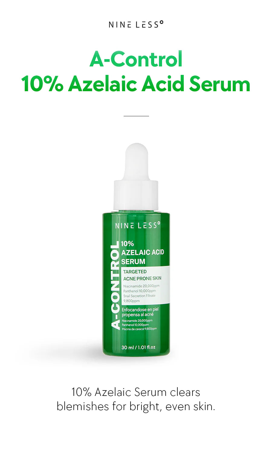 NINELESS A Control 10% Azelaic Acid Serum 30ml