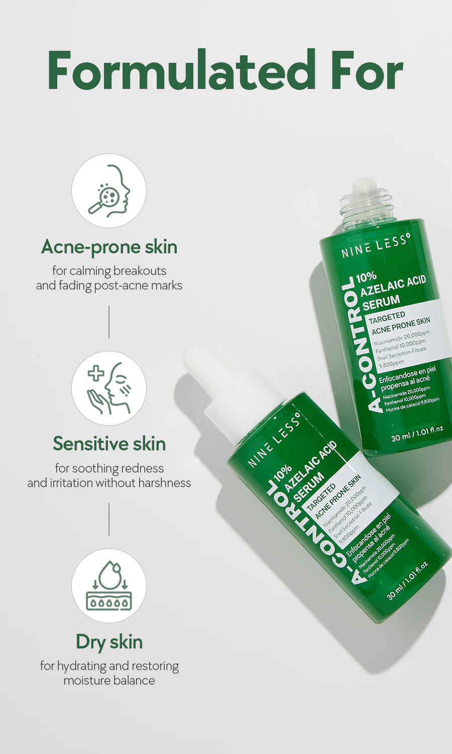NINELESS A Control 10% Azelaic Acid Serum 30ml